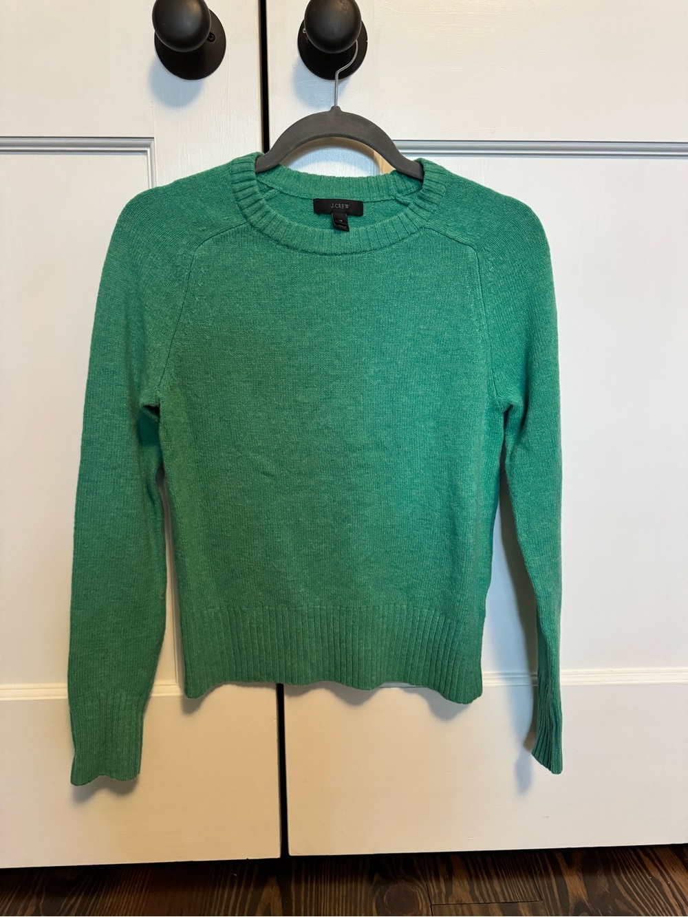 J. Crew Heather Green Crewneck 100% Wool Sweater